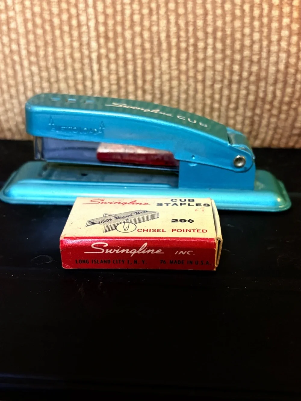 Vintage Swingline Cub Stapler in Teal with Staples